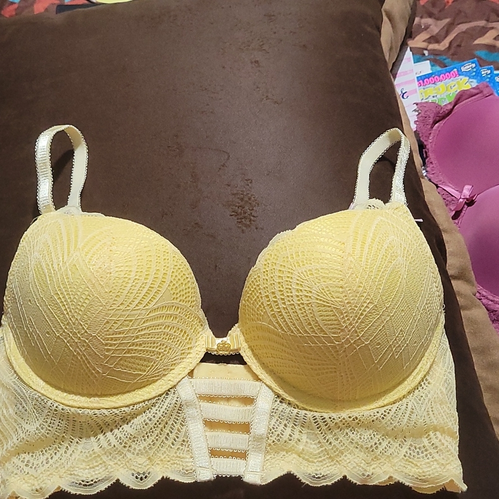 Daisy Fuentes yellow push up bra 34C